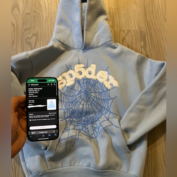Sp5der hoodie sky blue - Picture 1 of 5
